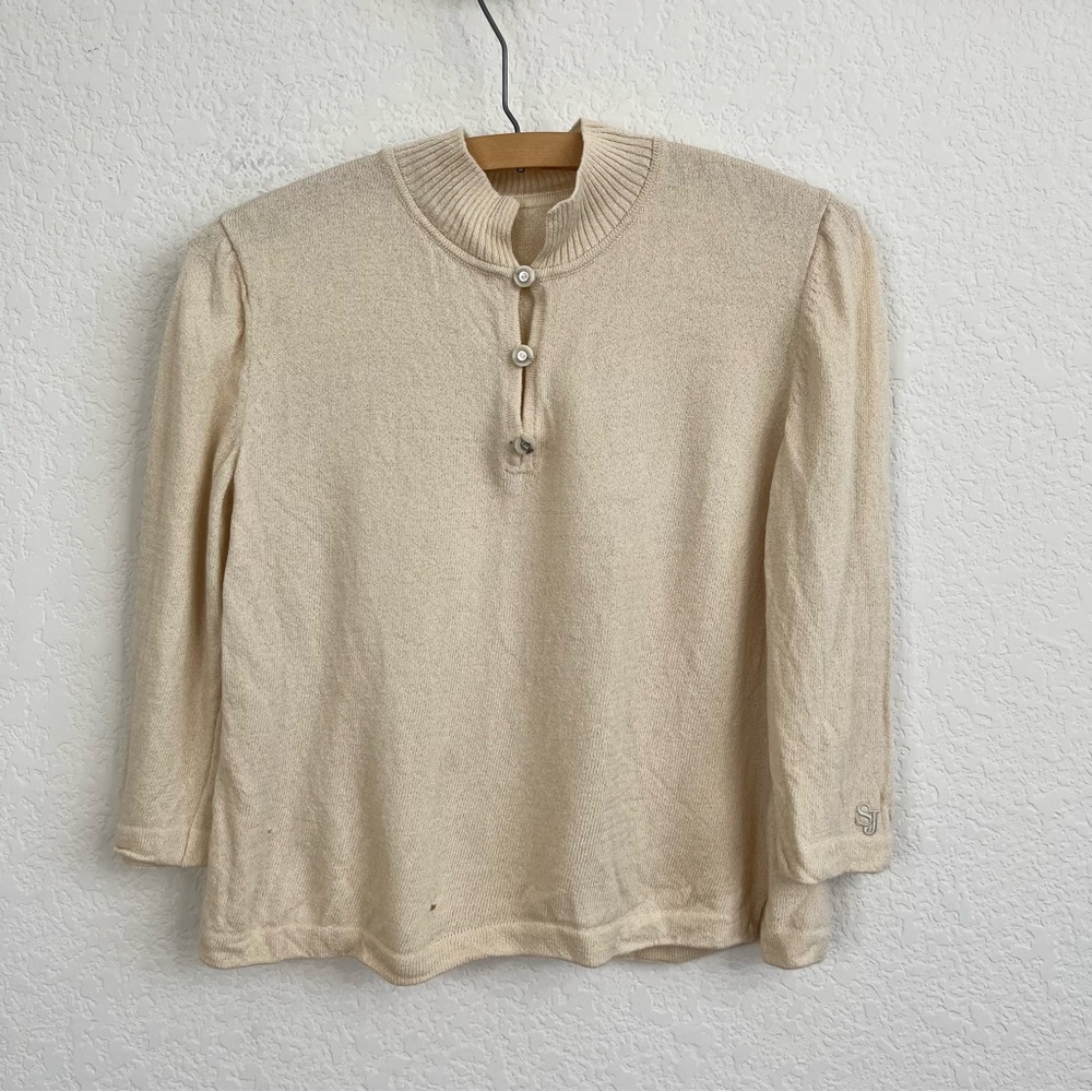 St John Fall 06 Knit Pop on Mandarin Logo Sweater Top - Picture 1 of 9